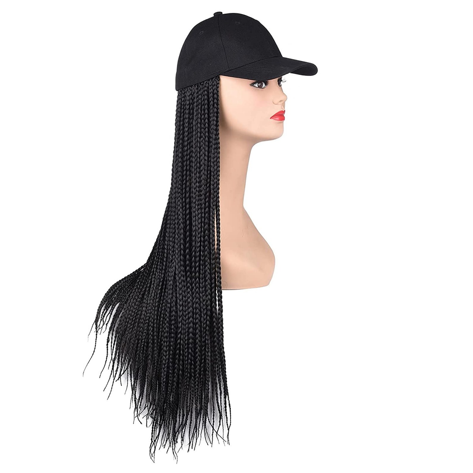 Baseball Cap Hat With Hair Attached Straight Long Box Braids Etsy