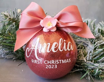 First Christmas Bauble, Personalised Bauble, Glitter Bauble, Name Bauble, Christmas Bauble