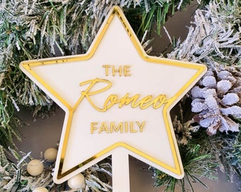 Personalised Star Christmas Tree Topper - Unique Acrylic Gift