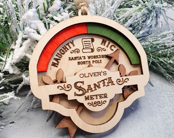 Personalised Santa Meter | Wooden Christmas ornament | Wooden Christmas bauble | Personalised bauble | Personalised gift | Wooden Bauble