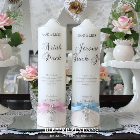 25cm Personalised Baptism Candle Christening Candle Ceremony Etsy