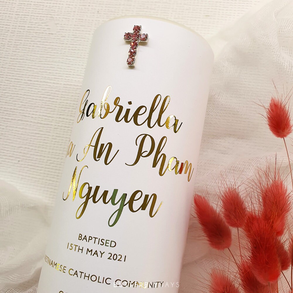 25cm Personalised Baptism Candle Christening Candle Ceremony Etsy