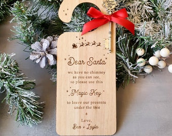 Personalised Santa's Magic Key Door Hanger - Unique Wooden Christmas Gift for a House Without a Chimney