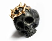 Jesus Ring Crown Of Thorns - gold branch, black ring, black, gold sheet, Jesus ring, crown of thorns, Jesus wreath pagan ring, Gothic