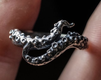 Tentacle Ring - Silver Octopus Ring- Sterling Silver Jewelry
