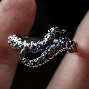 Tentacle Ring - Silver Octopus Ring- Sterling Silver Jewelry