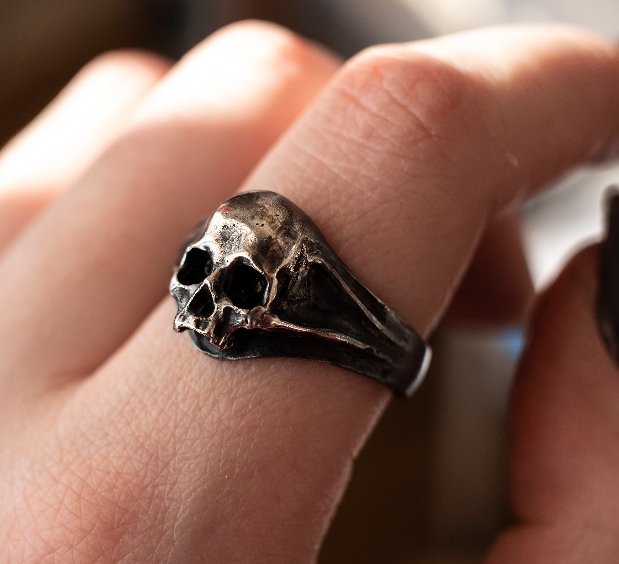 Skull Ring Men Skull Ring Sterling Silver Etsy