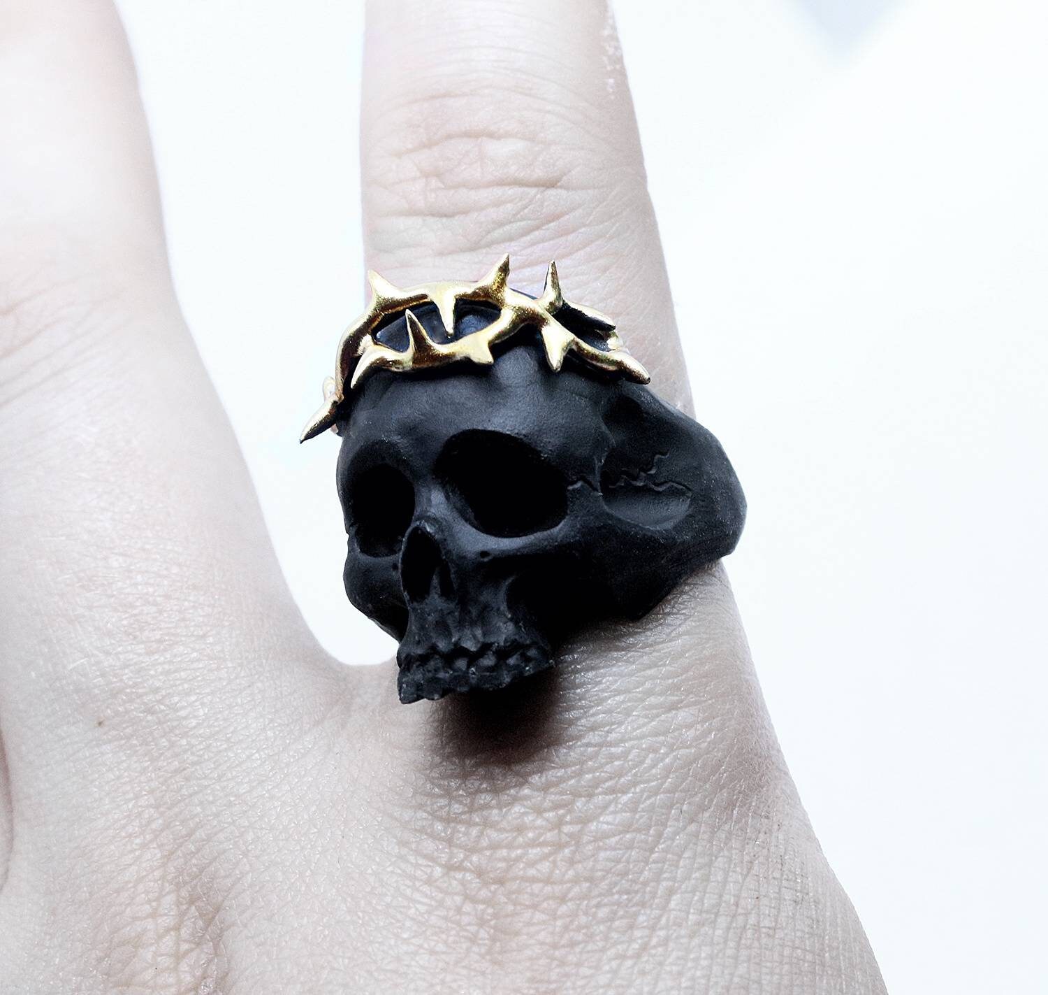 Jesus Ring Crown Of Thorns gold branch black ring black Etsy