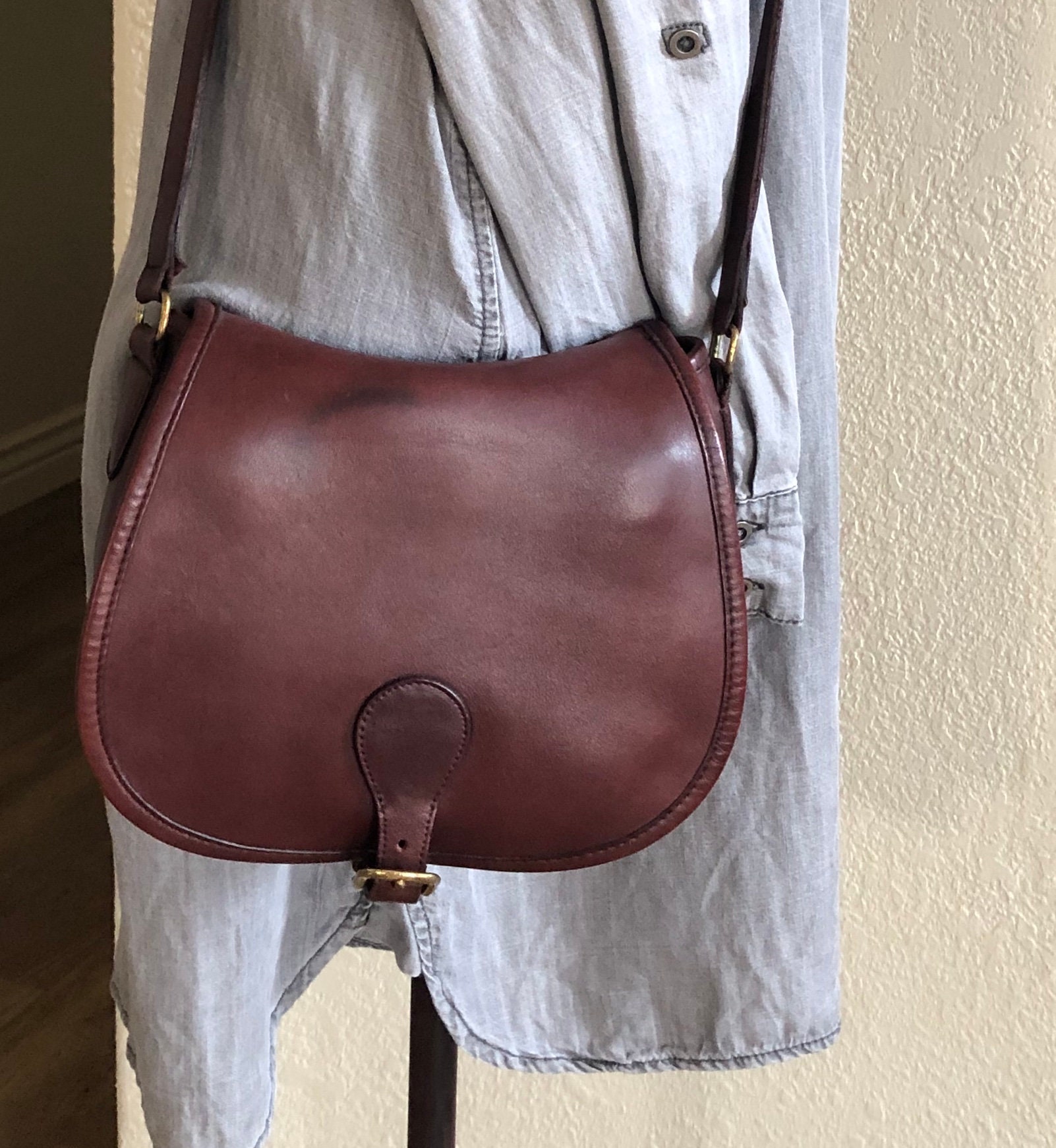 Vintage Coach Bag Burgundy 4016 Saddle Bag