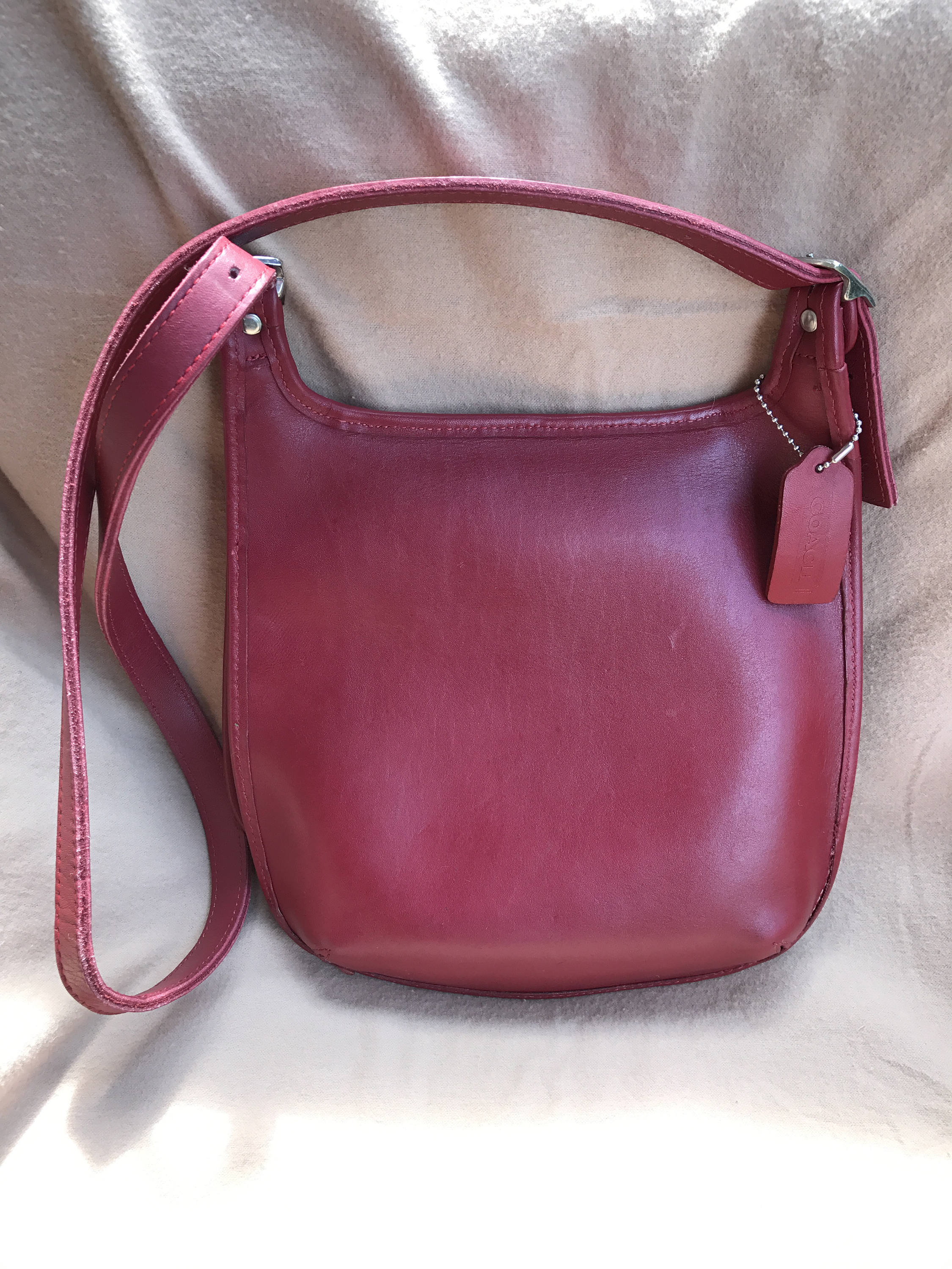 Vintage Coach Mini Crossbody Bag Burgundy Leather 645-6813, Boho Hippie  Purse