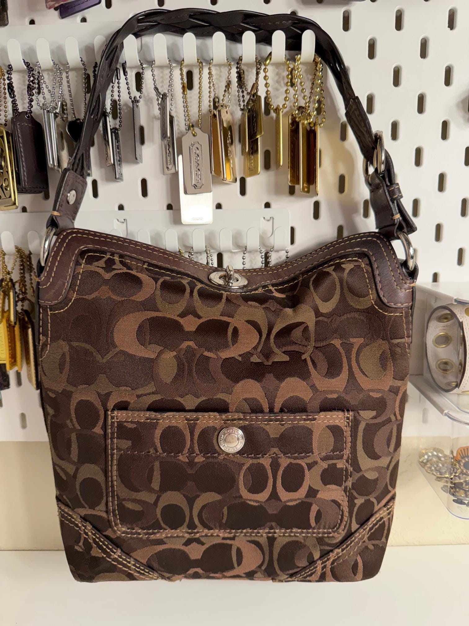 Coach Shoulder Bag | 10990| Brown } Signature C Canvas - Etsy