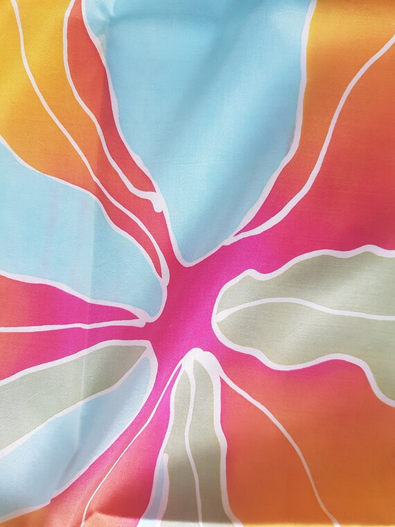 Superb THAI SILK orchid design vibrant scarf in v… - image 7