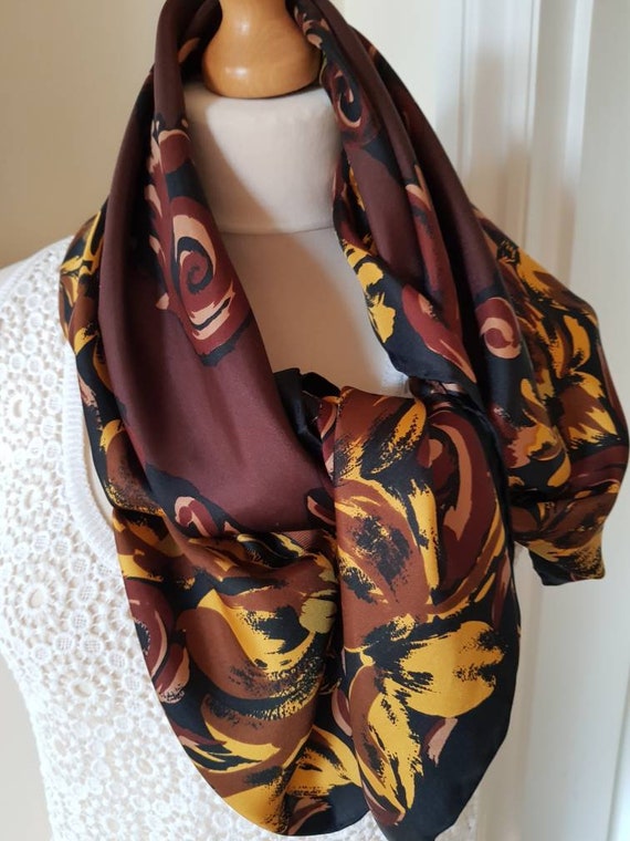 New RICHARD ALLAN chocolate and black silk scarf … - image 7