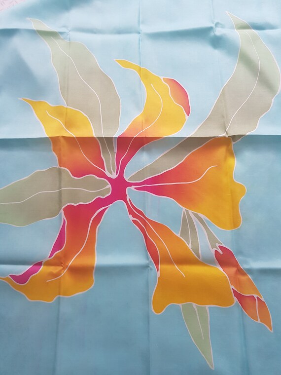 Superb THAI SILK orchid design vibrant scarf in v… - image 5