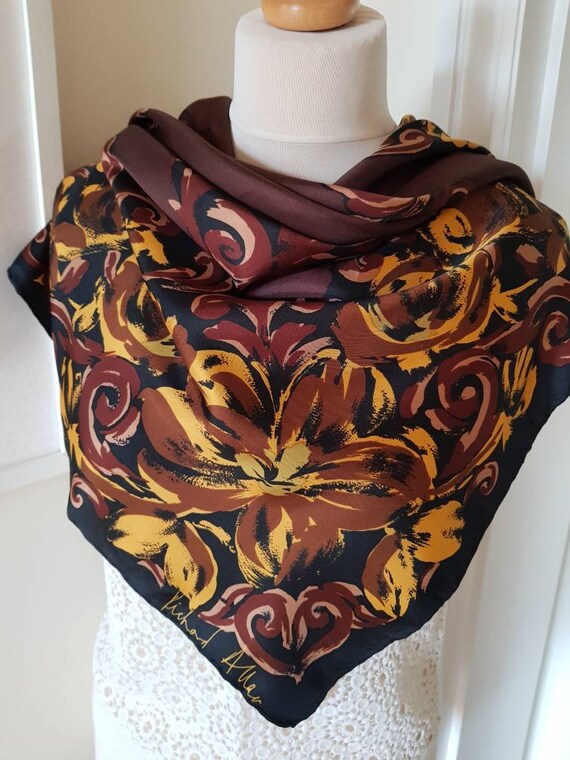 New RICHARD ALLAN chocolate and black silk scarf … - image 5