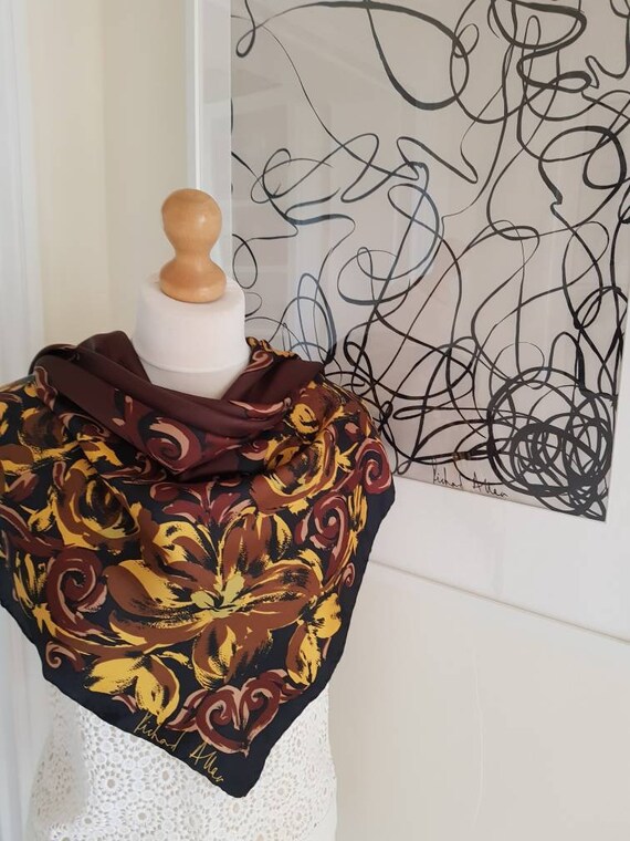 New RICHARD ALLAN chocolate and black silk scarf … - image 2