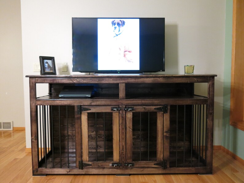 Dog Crate Entertainment Center Dog Kennel Custom Handmade Etsy
