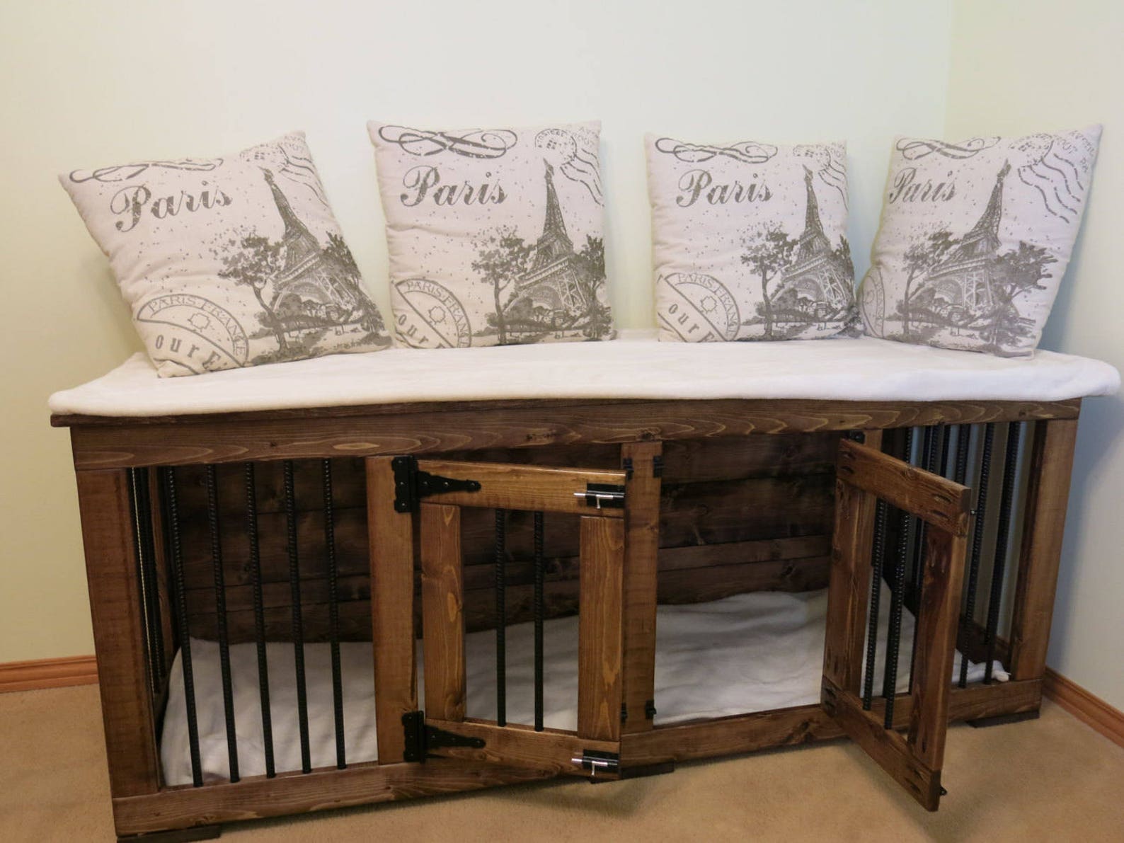 Double Dog Kennel/tv Stand/dog Kennel/custom Kennel/dog Crate Etsy