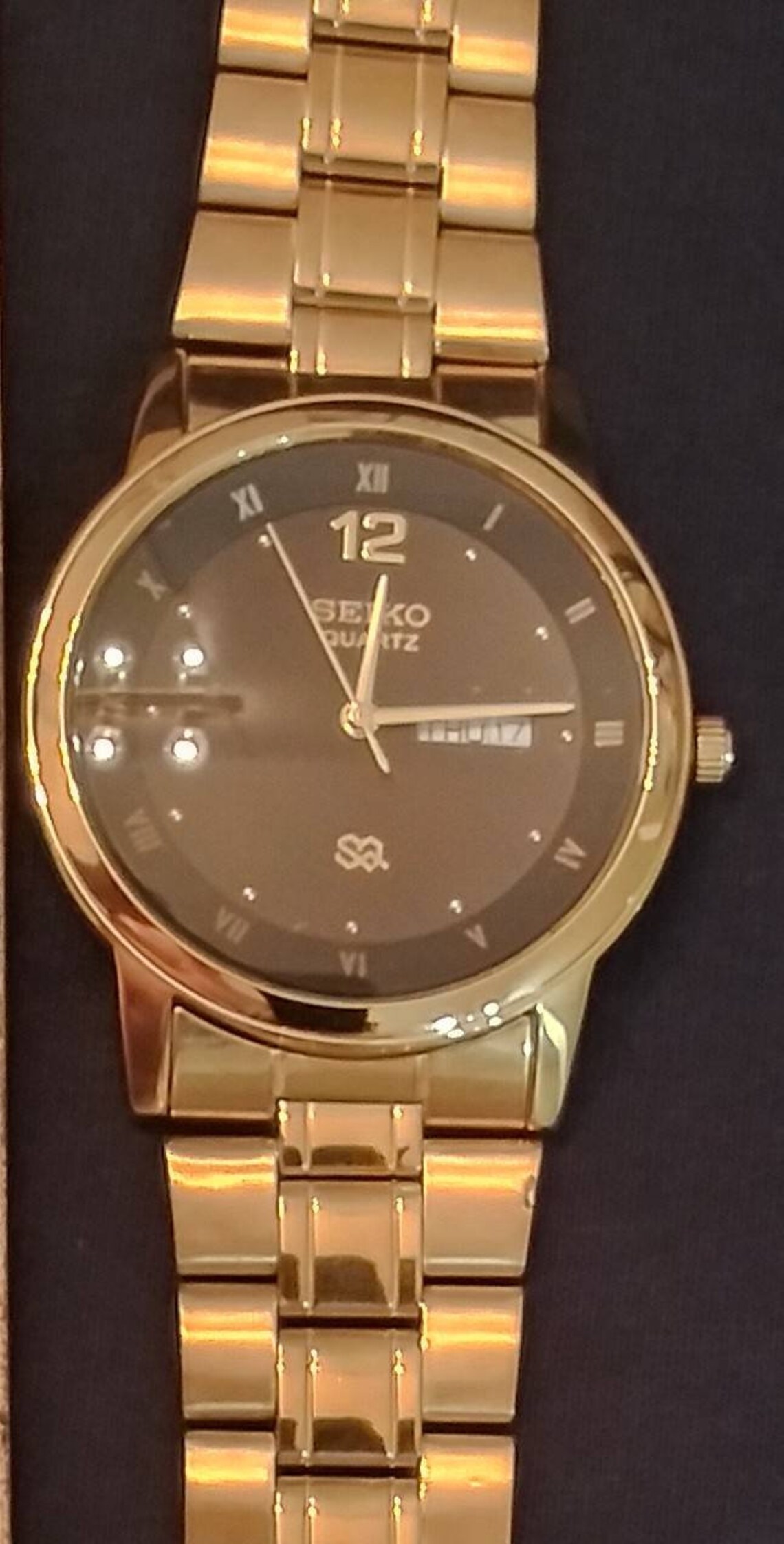 Vintage Seiko gold day/date quartz watch Etsy