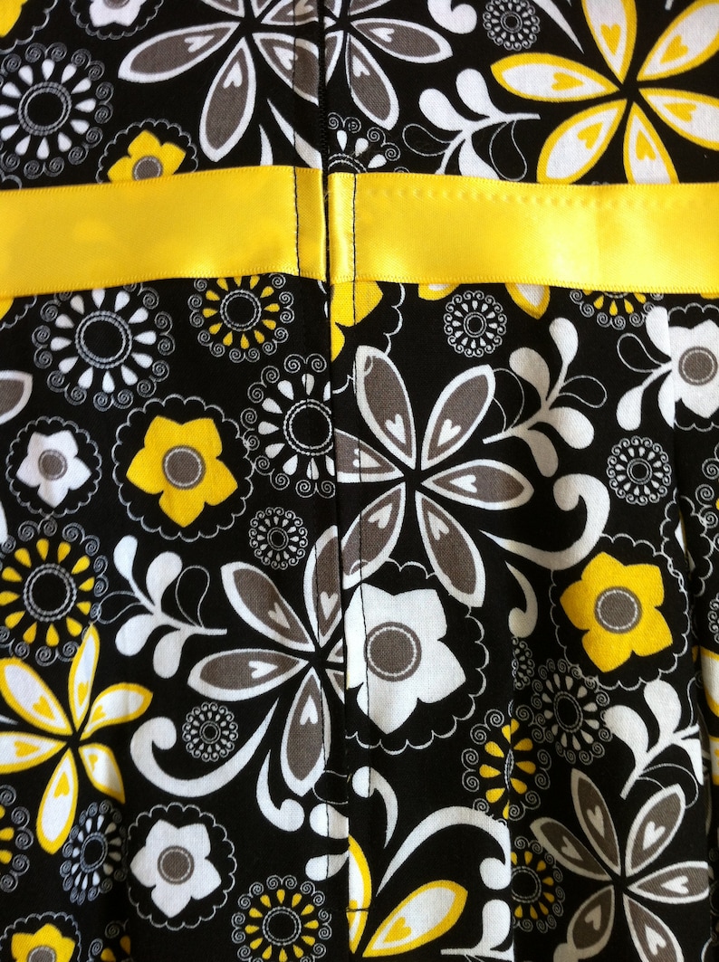 Girl Yellow Flowered Easter Dress Size 8 Special Occasion Dress Sundress Black Yellow Girl Size 8 Spring Summer Cotton Dress for Girls