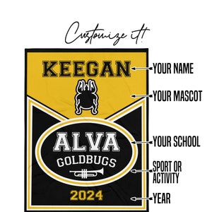 Personalized High School Senior Throw Blanket, Custom Sports Blanket, Senior Night Gift Banquet Graduation End of School Year Class of 2024
