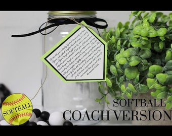 Jar of Dirt COACH Version Softball Girls Team Printable Instant Download Digital Motivational Memory Sentimental Quote, Senior Gift to Coach