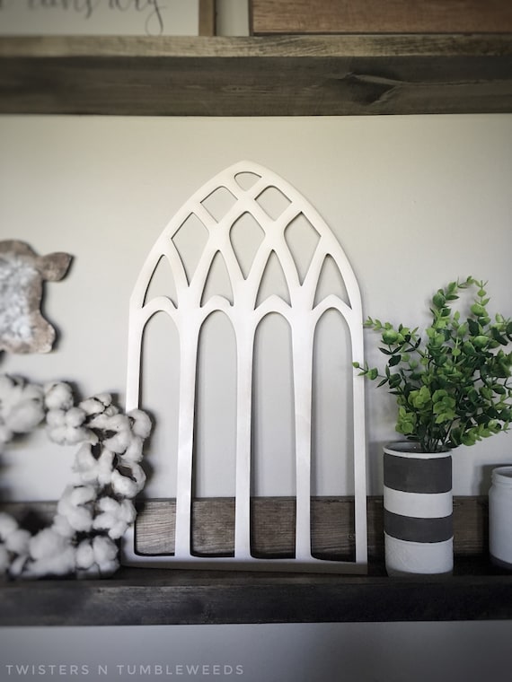 Cathedral Window Inspired Wood Cutout Wall Decor 3D Wall Hanging