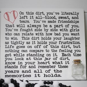 Softball Wood Sign Jar of Dirt Quote with Jar, Senior Softball Player Gift, End of the Season Gift for Softball Girls, Slow pitch Fast Pitch