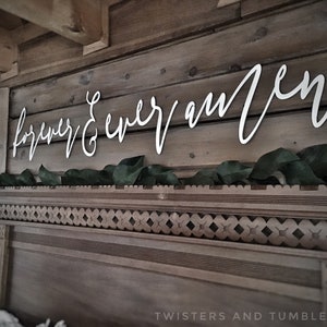 Forever and Ever Amen Cutout Word Phrase Wood Wall Decor Quote Above Bed Art Wedding Backdrop Sign Farmhouse Style Country Rustic