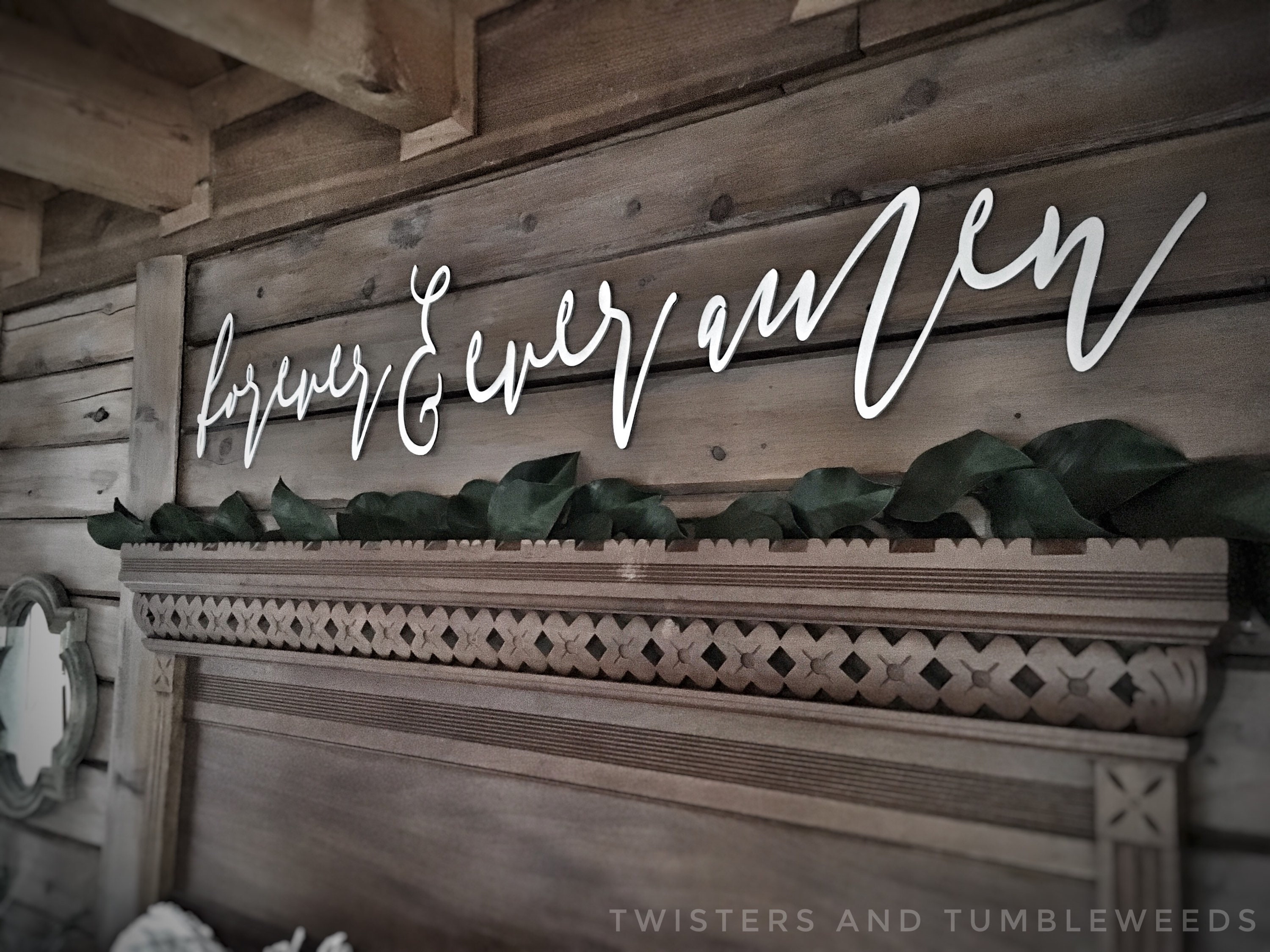 Forever and Ever Amen Cutout Word Phrase Wood Wall Decor Quote Above Bed Art Wedding Backdrop Sign Farmhouse Style Country Rustic