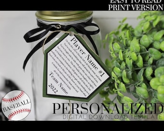 Gepersonaliseerde pot vuil HONKBAL jongen Team afdrukbare bewerkbare download aangepaste sjabloon geheugen sentimenteel citaat teken senior nacht cadeau PRINT