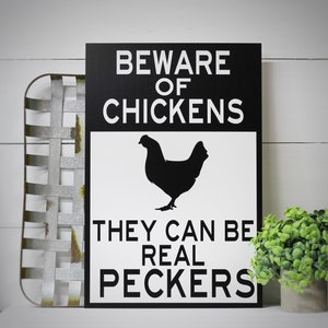 Beware of Chickens Metal Sign, Funny Chicken Decor, Chicken Coop Sign, Real Peckers Farm Sign, Backyard Chicken Coop, Chicken Lover Gift