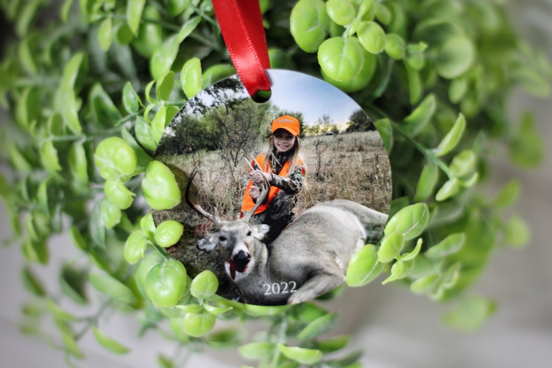 Personalized Hunting Photo Ornament, Deer Hunter Sportsman Gift