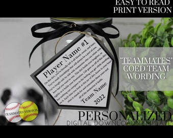 Gepersonaliseerde pot vuil TEAMMATES coed Team afdrukbare bewerkbare download aangepaste sjabloon geheugen sentimenteel citaat teken cadeau PRINT-lettertype