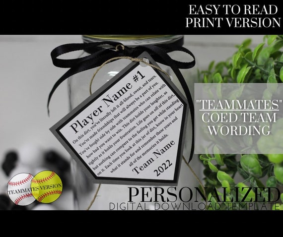 Personalized Jar of Dirt TEAMMATES Coed Team Printable - Etsy