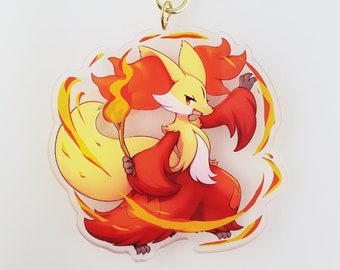 Delphox - Przezroczysty akrylowy wisiorek