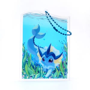 Vaporeon - Liquid Quicksand Acrylic Charm