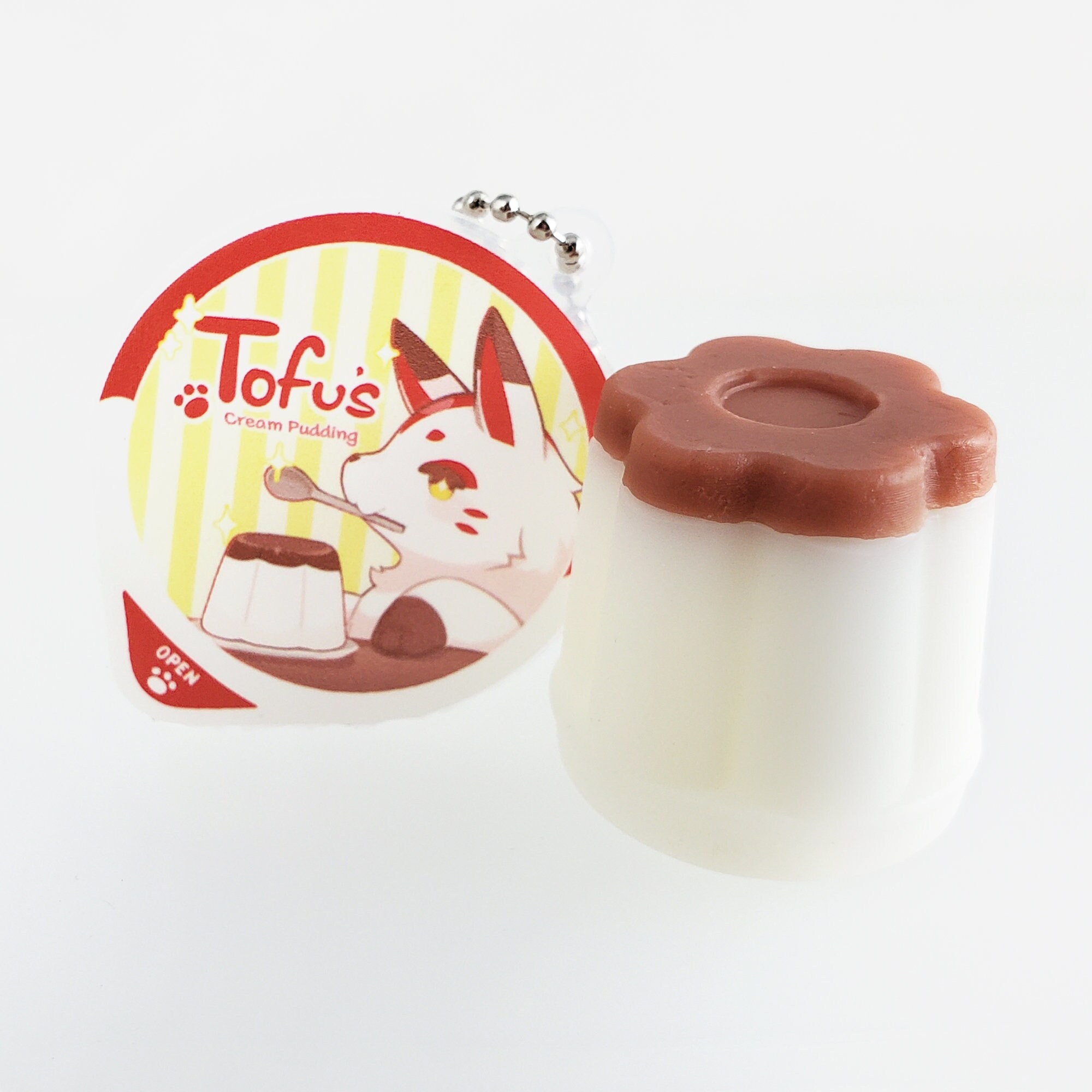 Tofu's Cream Pudding - Squishy Scented Pudding Cup Charm (TPR)