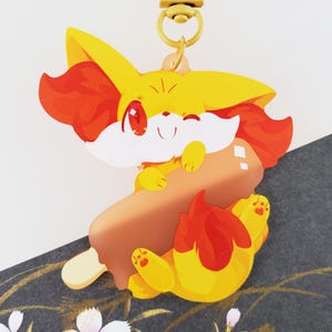 Fennekin Pop - Orange Frosted Acrylic Charm
