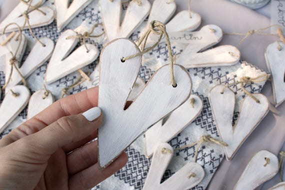 Rustic Wedding Decor / Wood Heart Decor / White Wedding Decor | Etsy