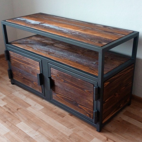 Industriel, Meuble Tv, Cabinet, Rustique, Étagère Tv, Console Média, Salon, Rangement, Meubles, Commode