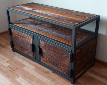 Industrial, Tv Stand, Cabinet, Rustic, Tv Shelf, Media Console, Living Room, Storage, Furniture, Commode