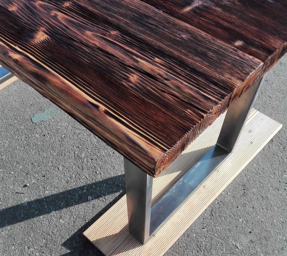 Mesa Elurra extensible en madera y metal de estilo industrial vintage