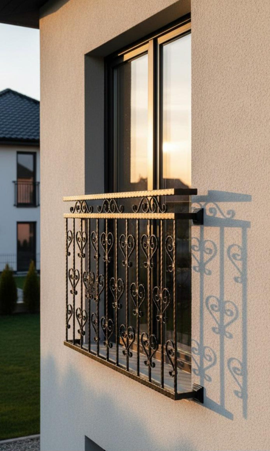 Heart Railing METALRUSTIC Ornate Juliet Balcony, 110cm Height, Victorian Heart Design ...