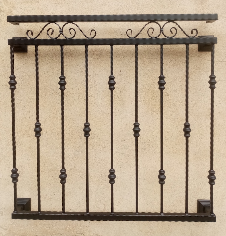 Window Balcony Railing METALRUSTIC Wrought Iron Juliet Balcony, 110cm Fixed Height, Hand ...