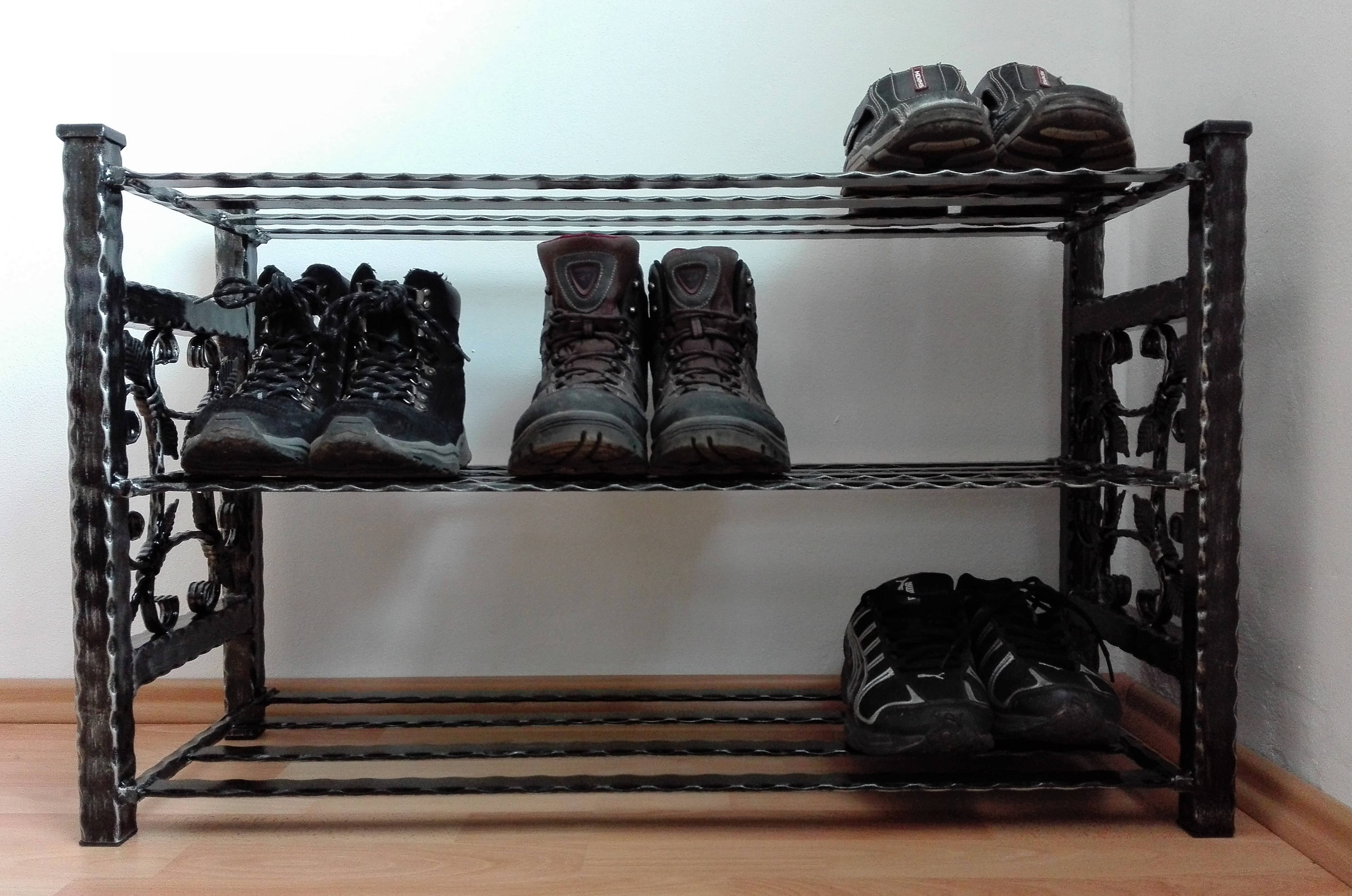 Wrought iron shoe rack, (1 METER) EXTRA LARGE!!!! handmade, metal, shoe  storage
