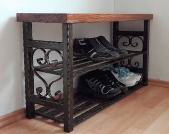 Banco de almacenamiento de zapatos Organizador para bastidor de zapatos Soporte para estantes Muebles para el hogar hechos a mano Vintage