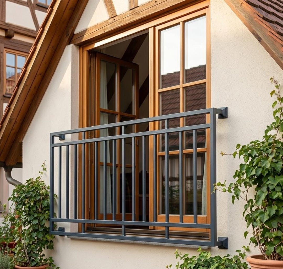 Geometric Pattern Balcony Railing Geometric Steel French Balcony Railing | Modern Unique Balustrade ...