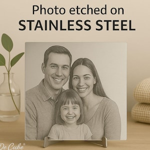 Custom Engraved Photo Plaque: Brushed Stainless Steel Portrait, Personalized Metal Art