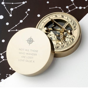 Personalised Engraved Iconic Adventurer&#39;s Sundial Compass - Perfect Travel or Keepsake Gift, Father&#39;s Day Gift, Gift for Husband, Love Gift